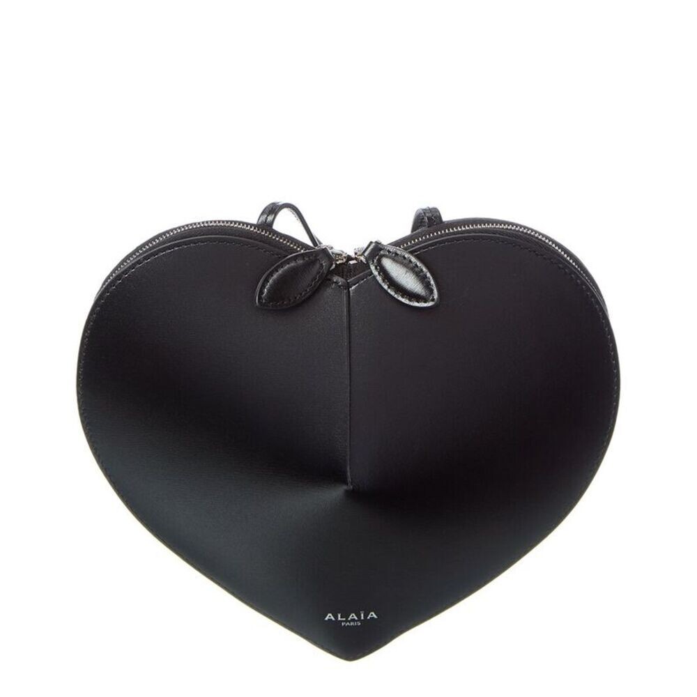 Alaia Black Heart‑Shape Mini Drawstring Crossbody Purse